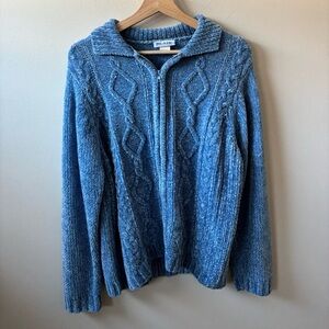 Vintage Blair Blue Knit Zip Up Sweater